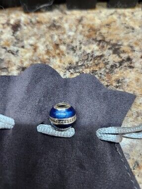 Pandora Blue Enamel CZ SS Orbit Charm- RETIRED